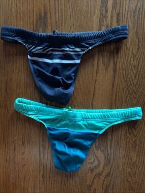 Men's Charlie by Matthew Zink Swim Thong Bundle - Dark Blue and Teal (M)